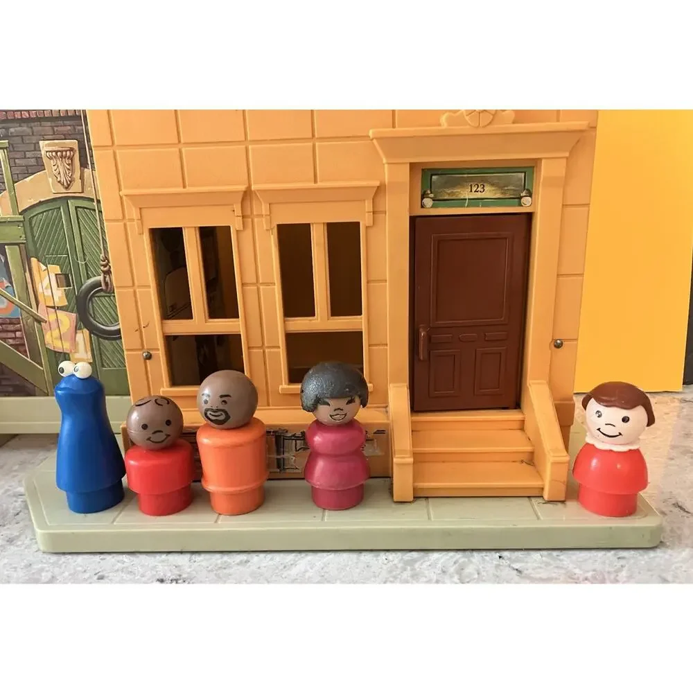 Vintage Fisher Price Play Toy Family Sesame Street House Lot Fold & Carry #938